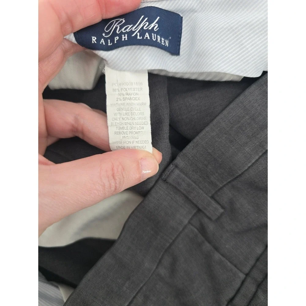 Ralph Ralph Lauren Dress Pants Mens 40W x 30L Charcoal Gray Flat Front Stretch